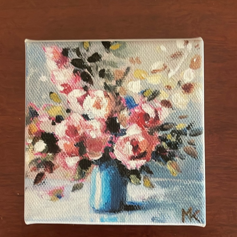 Small flower print on canvas